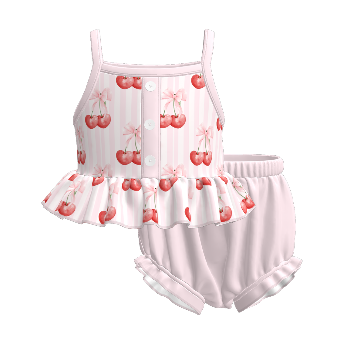 （Pre Order）Toddler Girls Spring and Summer Cherry Print Romper