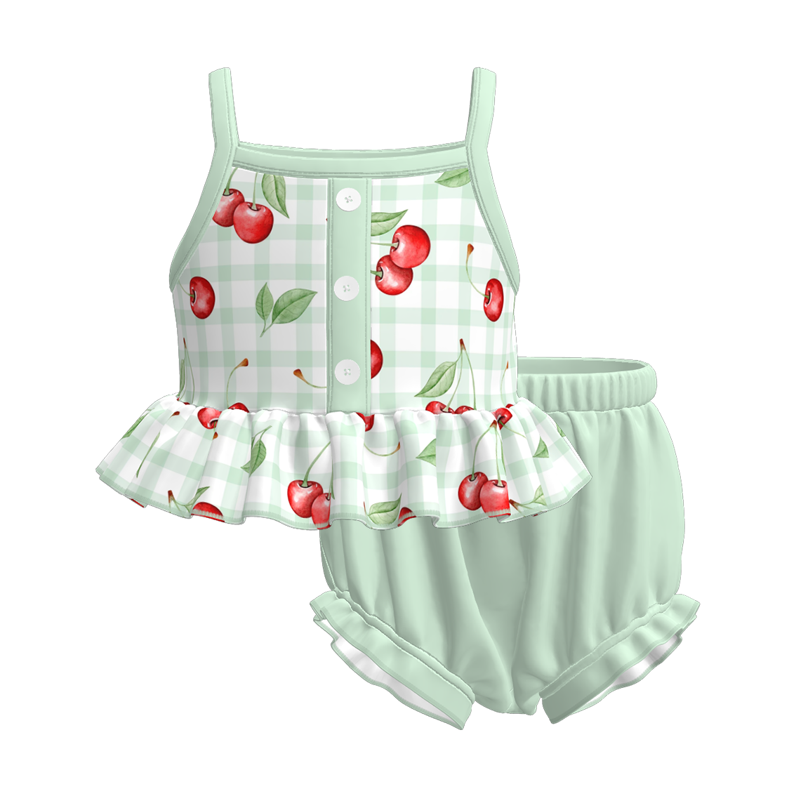 （Pre Order）Toddler Girls Spring and Summer Cherry Print Romper