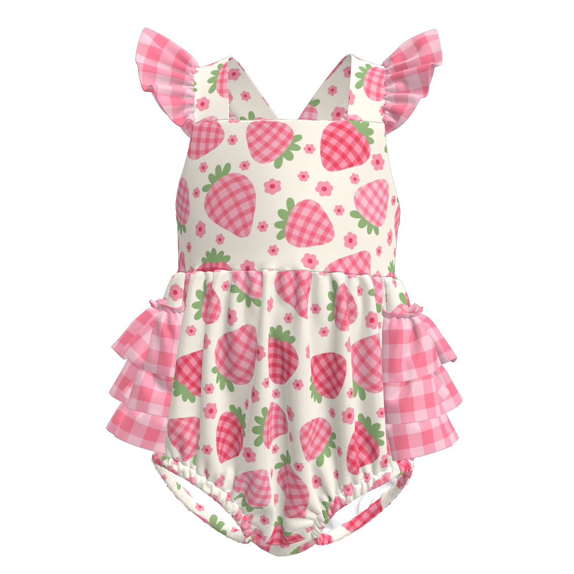 （Pre Order）Toddler Girls Spring and Summer Fruit＆Bow Print Romper