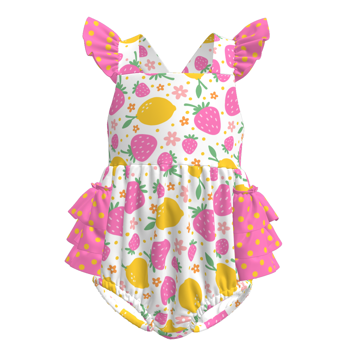 （Pre Order）Toddler Girls Spring and Summer Fruit＆Bow Print Romper