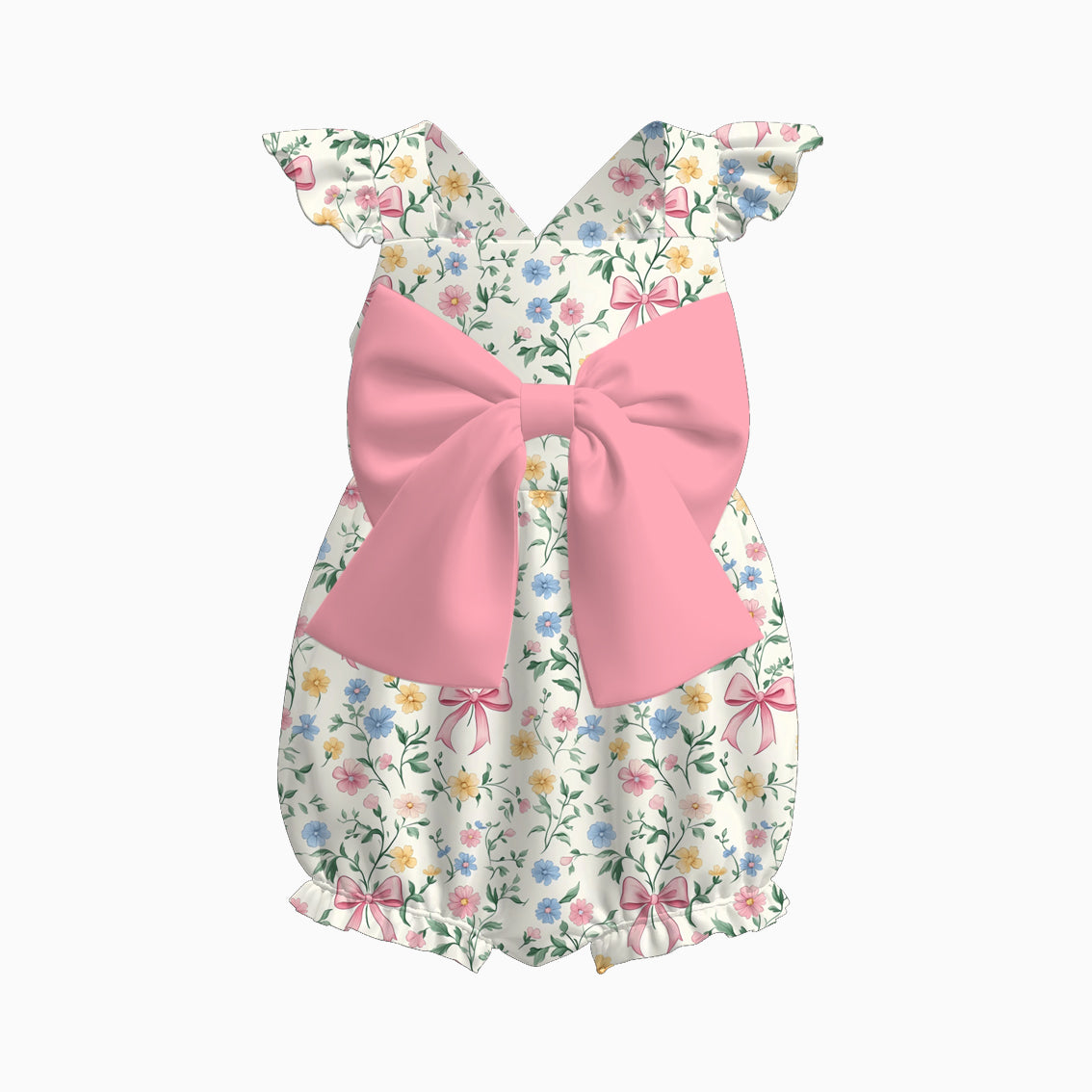 （Pre Order）Sisters Spring and Summer Bow Print Dress,Romper and Set