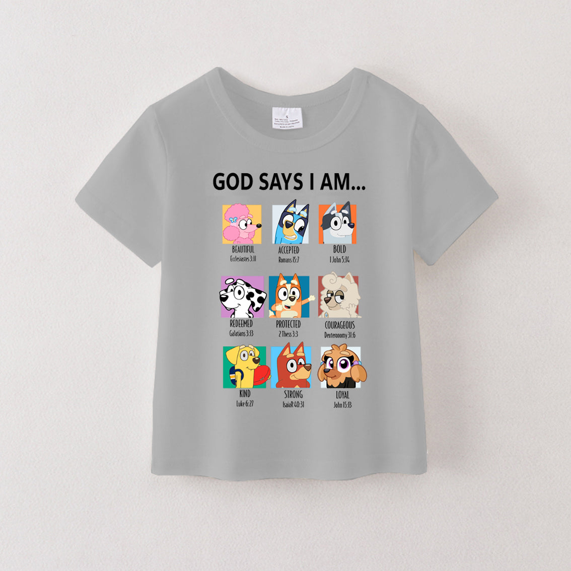 （Pre Order）Girls God Say I Am Cotton Grey Top