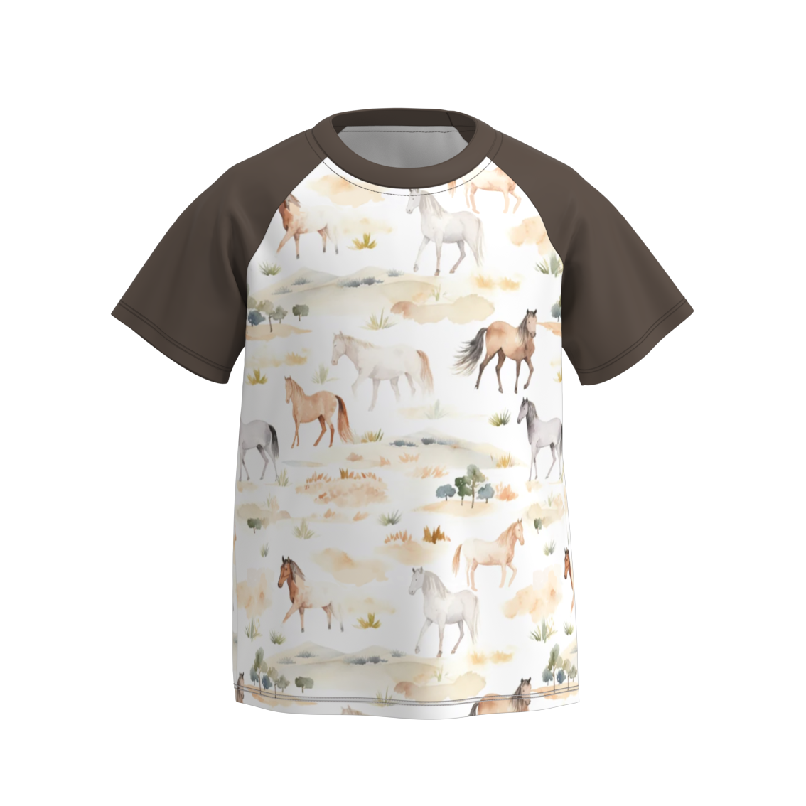 （Pre Order）Boys Summer Farm Print Raglan Shirt