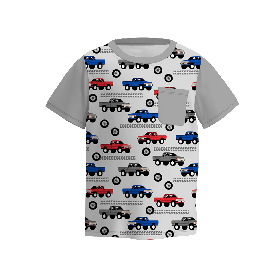 （Pre Order）Boys Summer Father's Day Truck Print Raglan Shirts