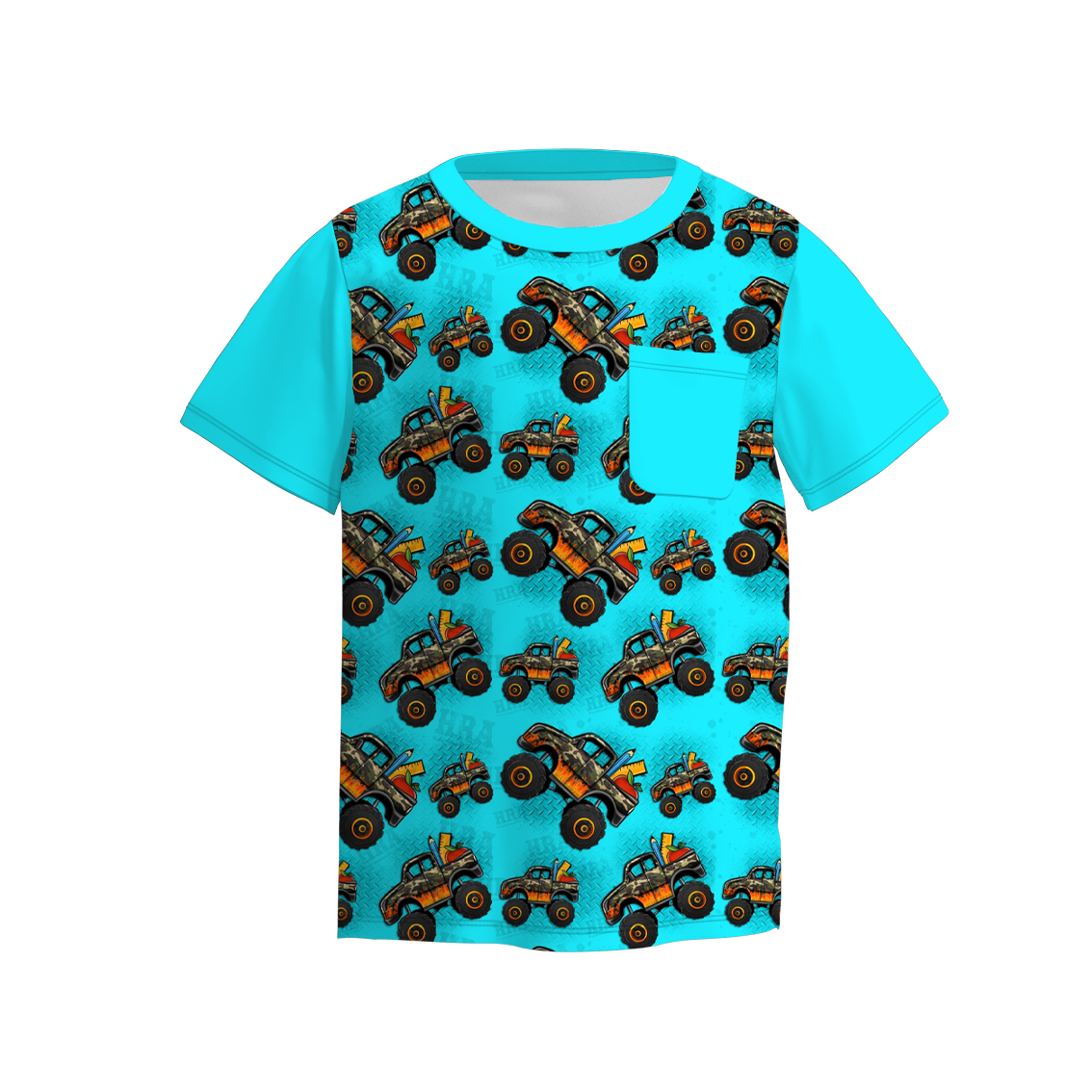 （Pre Order）Boys Summer Father's Day Truck Print Raglan Shirts