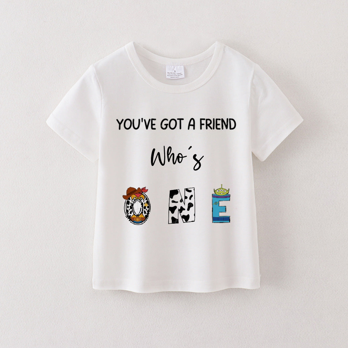 （Pre Order）Boys' Cotton Cartoon Print Birthday Letter Number T-Shirt