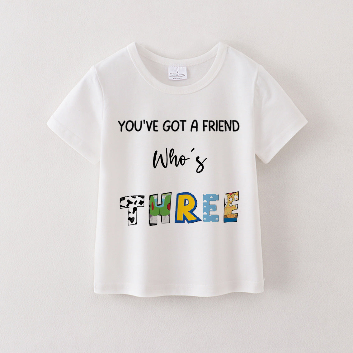 （Pre Order）Boys' Cotton Cartoon Print Birthday Letter Number T-Shirt