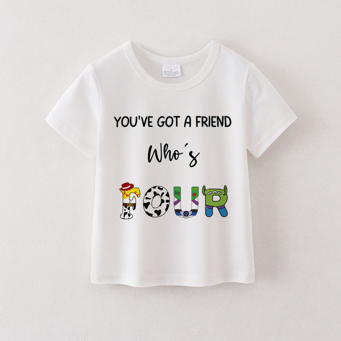 （Pre Order）Boys' Cotton Cartoon Print Birthday Letter Number T-Shirt