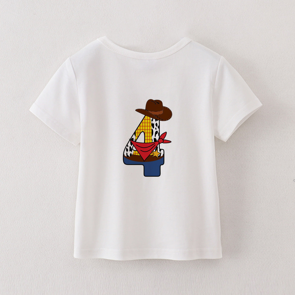 （Pre Order）Boys' Cotton Cartoon Print Birthday Letter Number T-Shirt