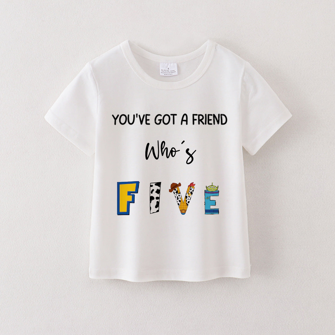 （Pre Order）Boys' Cotton Cartoon Print Birthday Letter Number T-Shirt