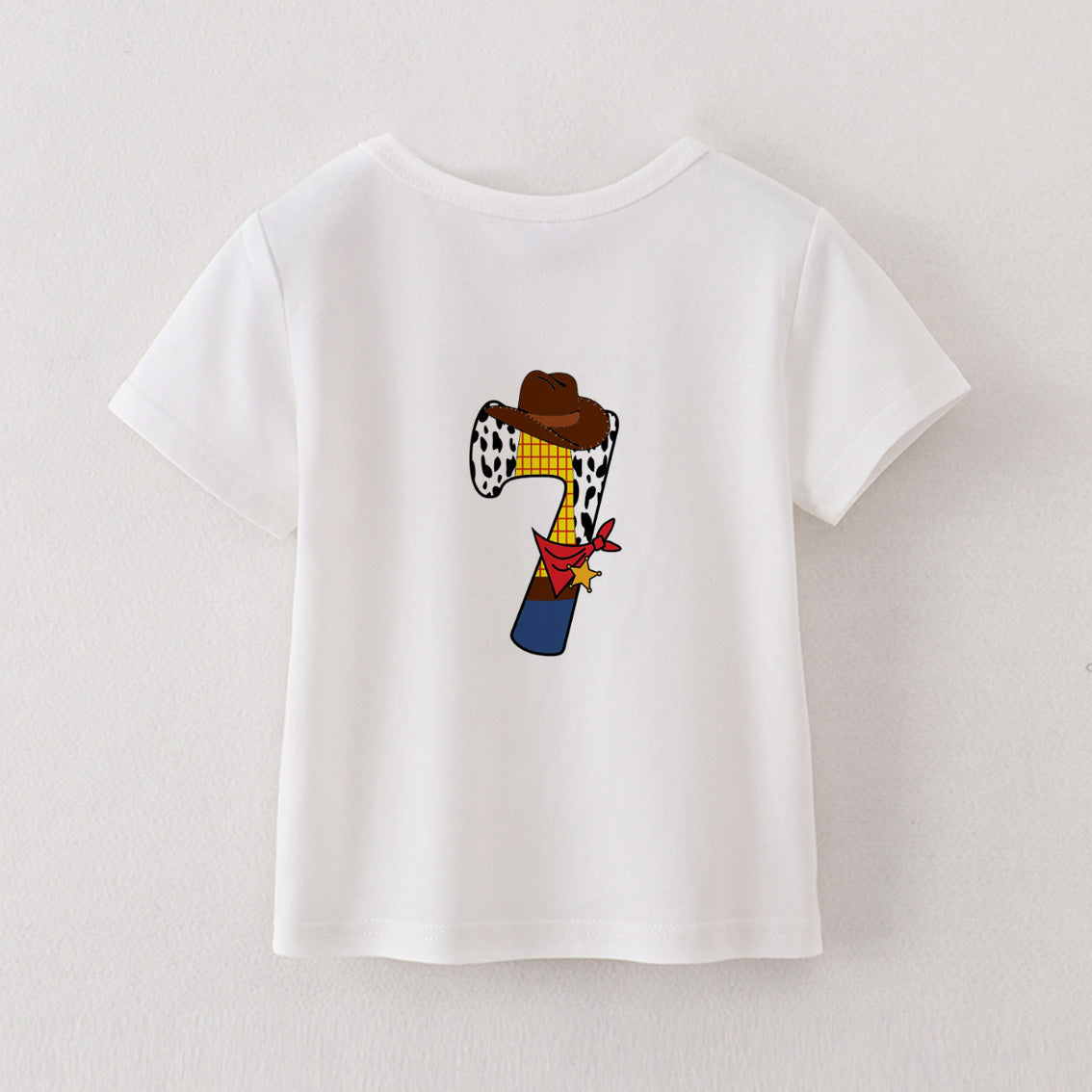 （Pre Order）Boys' Cotton Cartoon Print Birthday Letter Number T-Shirt