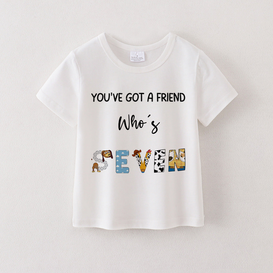 （Pre Order）Boys' Cotton Cartoon Print Birthday Letter Number T-Shirt