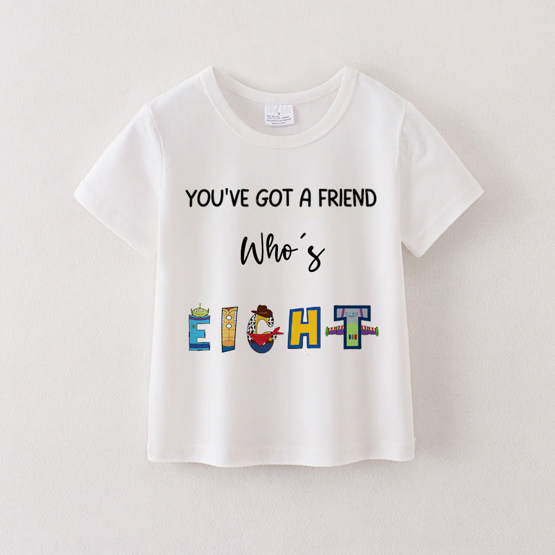 （Pre Order）Boys' Cotton Cartoon Print Birthday Letter Number T-Shirt