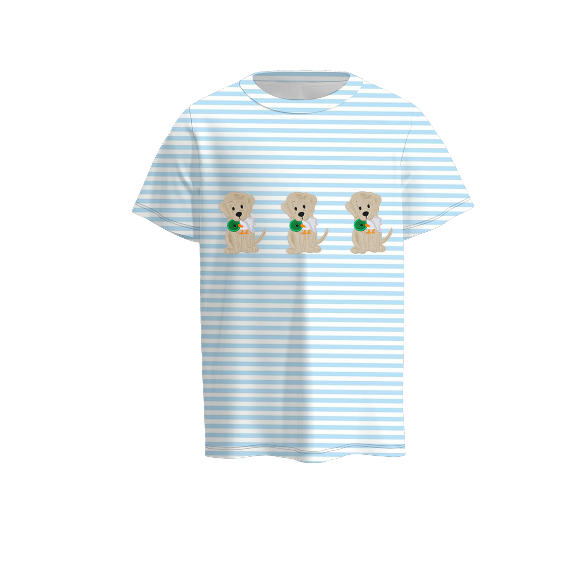 （Pre Order）Boys Blue Stripe Embroidery T-shirt