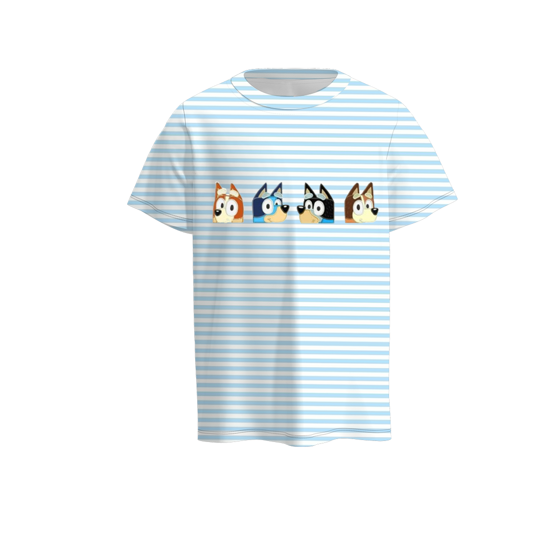 （Pre Order）Boys Blue Stripe Embroidery T-shirt