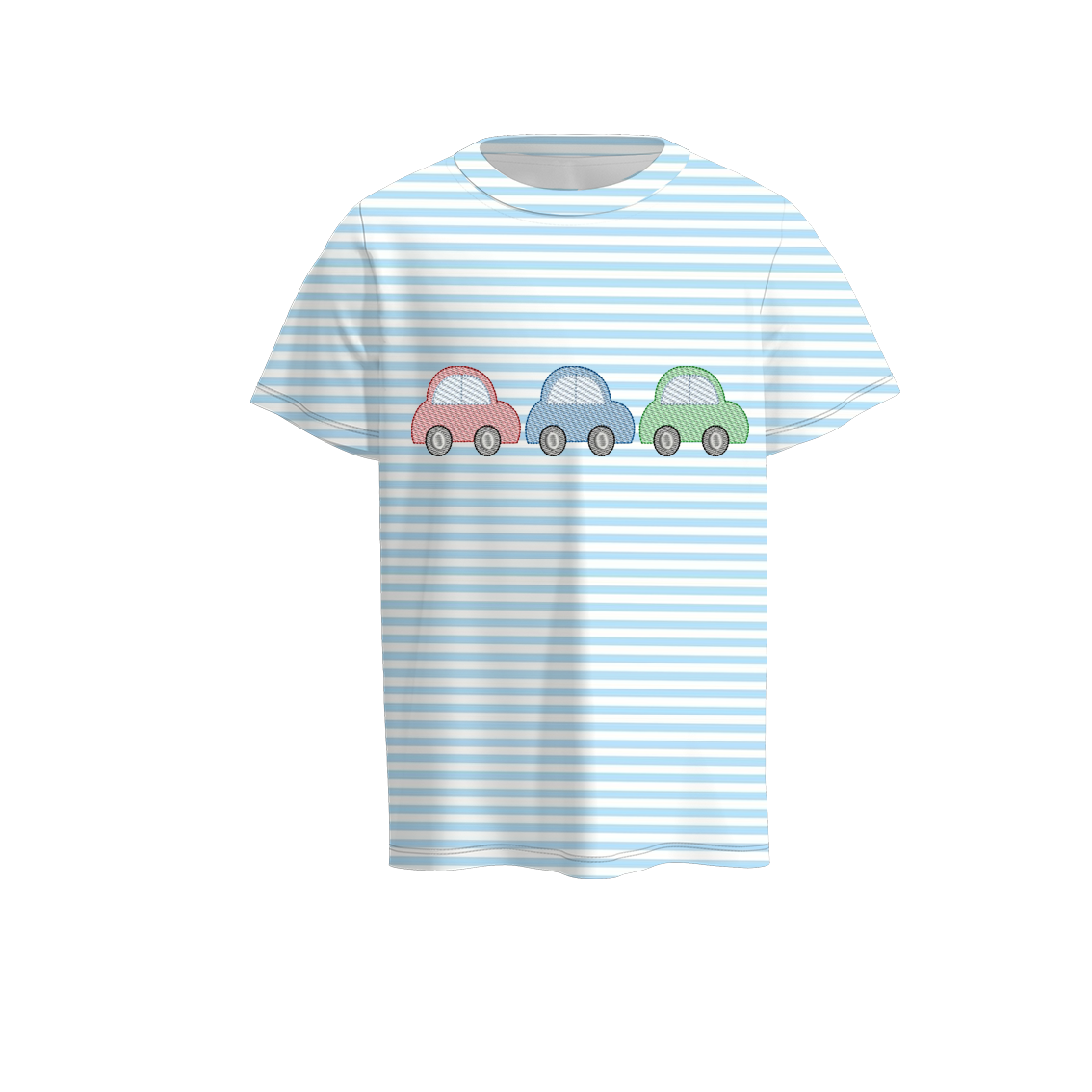 （Pre Order）Boys Blue Stripe Embroidery T-shirt