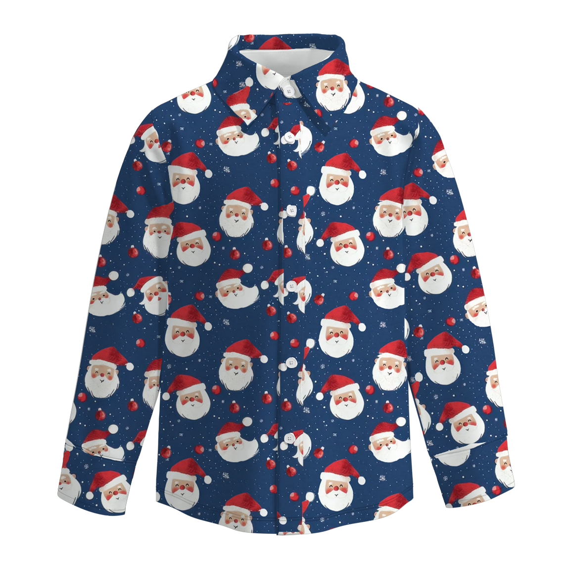 （Pre Order）Boys Christmas Print Four-way Stretch Shirt