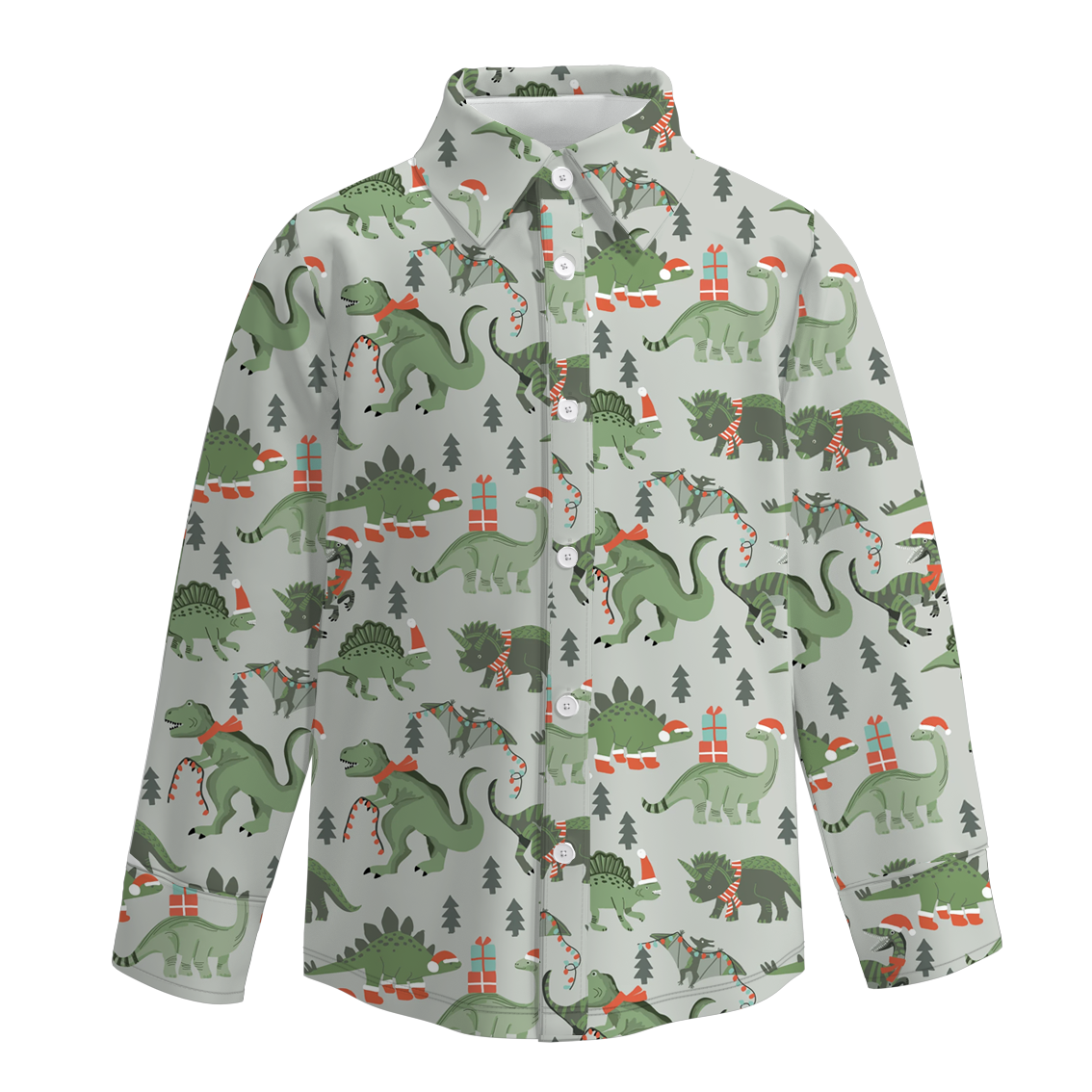 （Pre Order）Boys Christmas Print Four-way Stretch Shirt