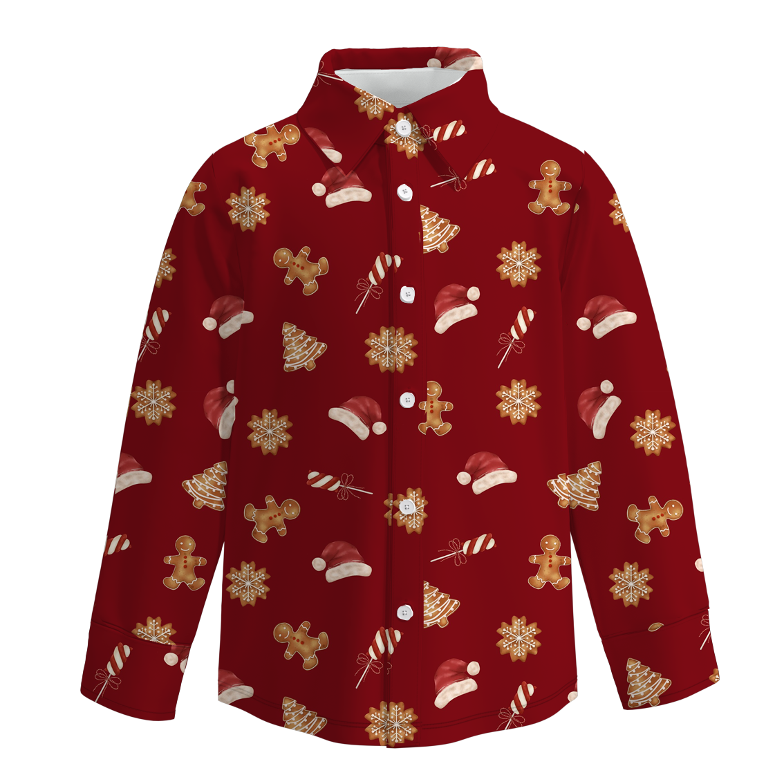 （Pre Order）Boys Christmas Print Four-way Stretch Shirt