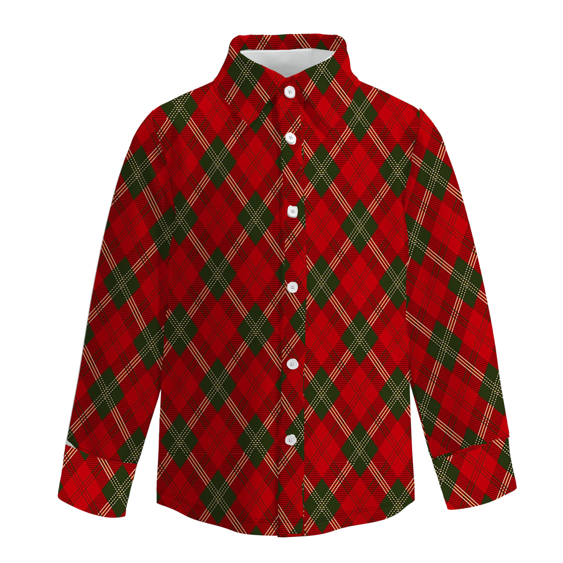 （Pre Order）Boys Christmas Print Four-way Stretch Shirt