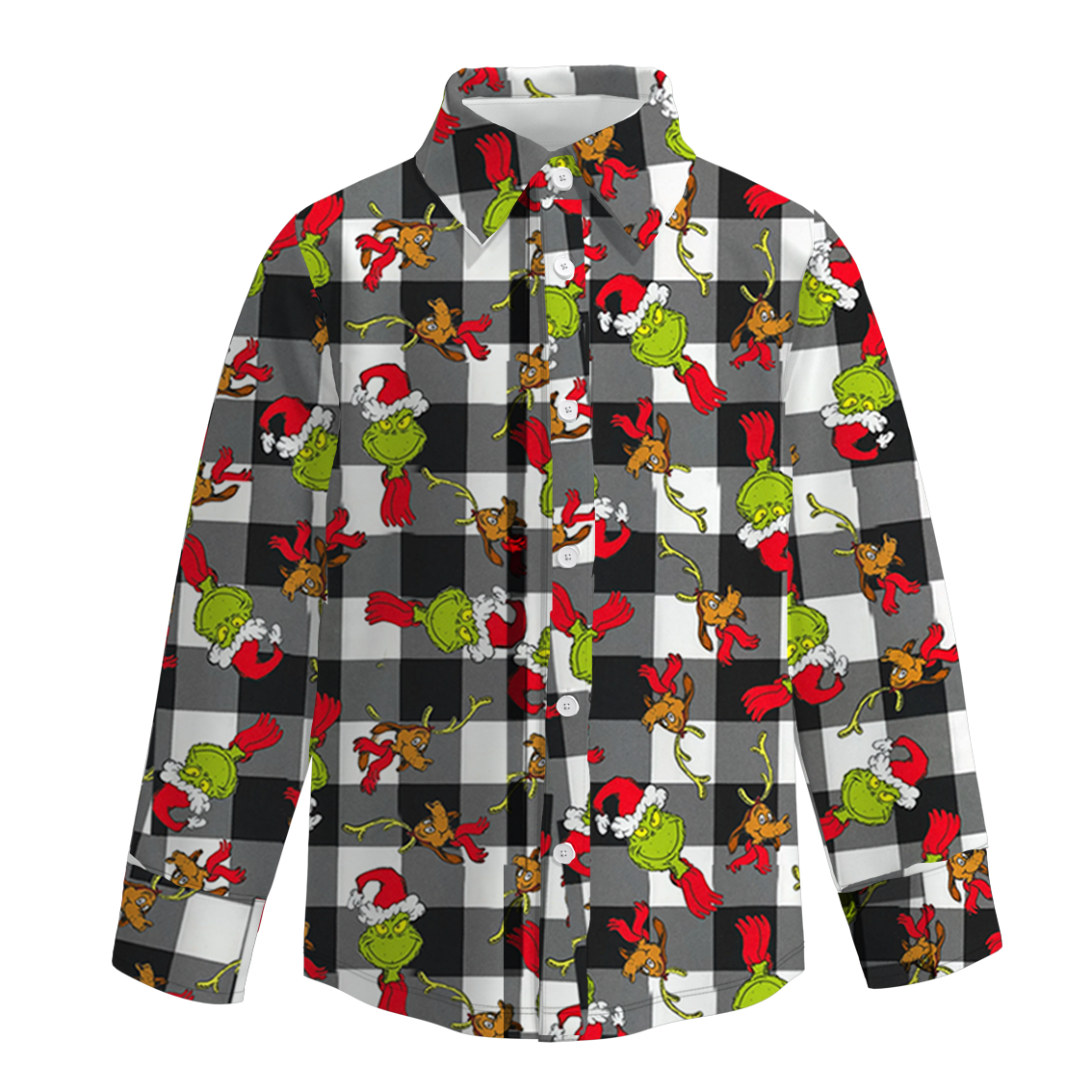 （Pre Order）Boys Christmas Print Four-way Stretch Shirt