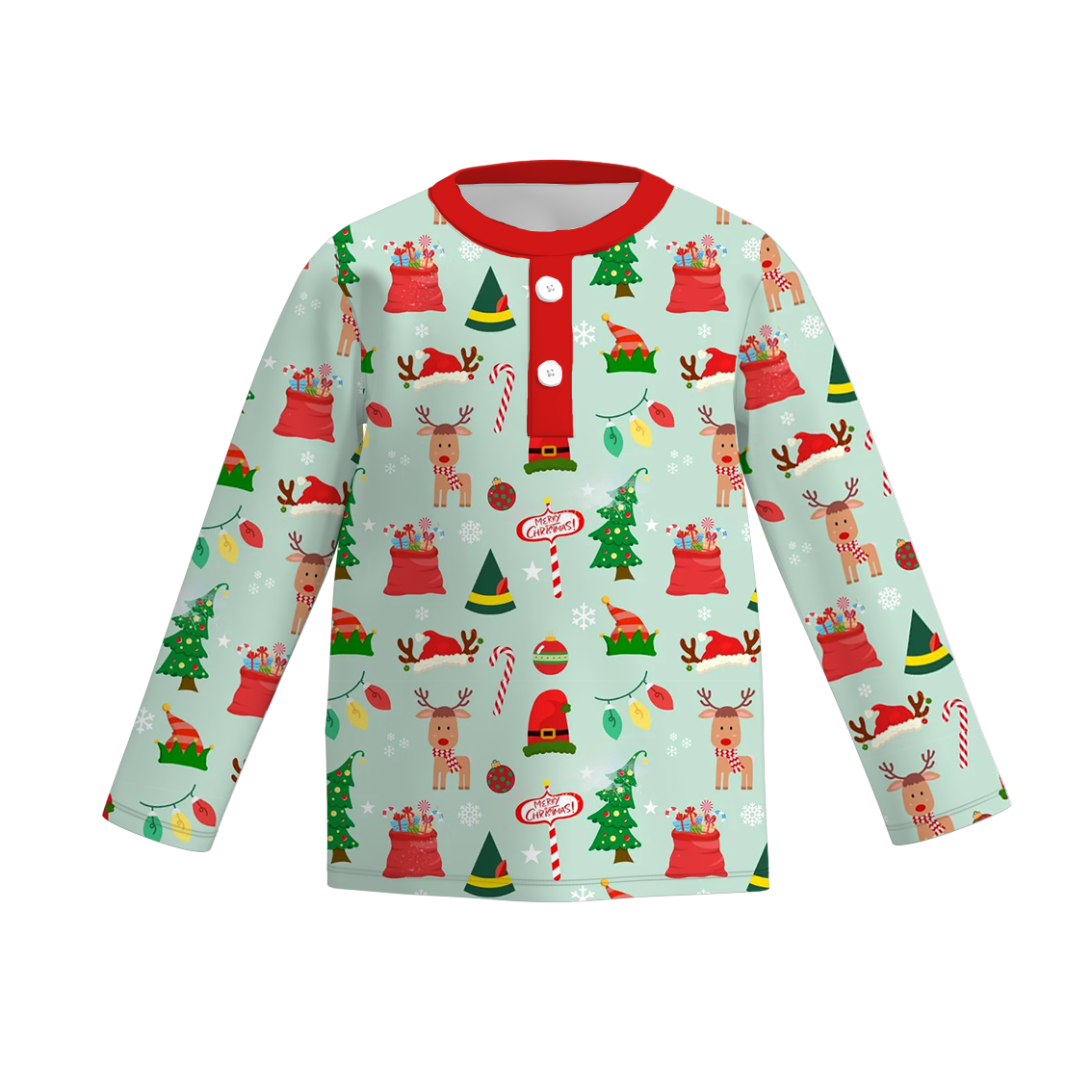 （Pre Order）Boys Christmas Print Milk Silk Top