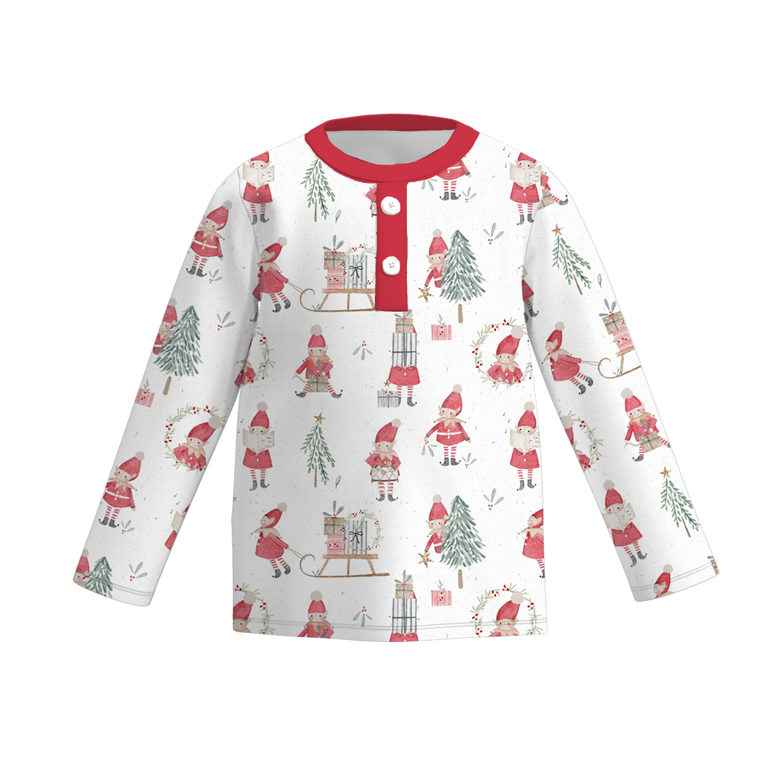 （Pre Order）Boys Christmas Print Milk Silk Top