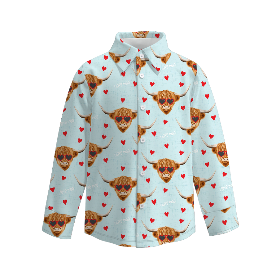 （Pre Order）Boys Valentine's Day Print Four-way Stretch Shirt