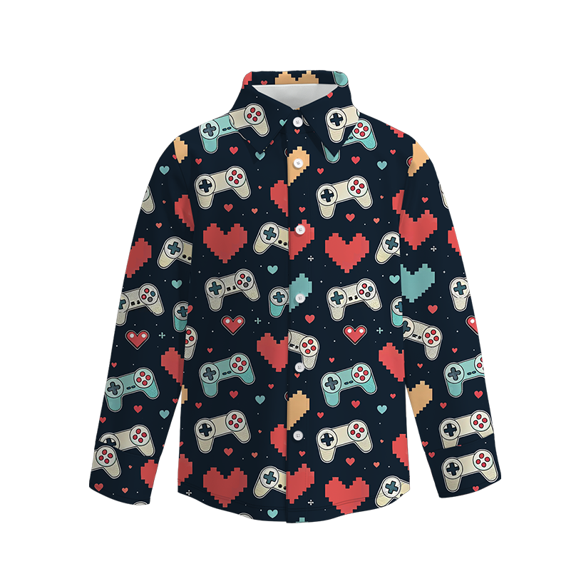 （Pre Order）Boys Valentine's Day Print Four-way Stretch Shirt