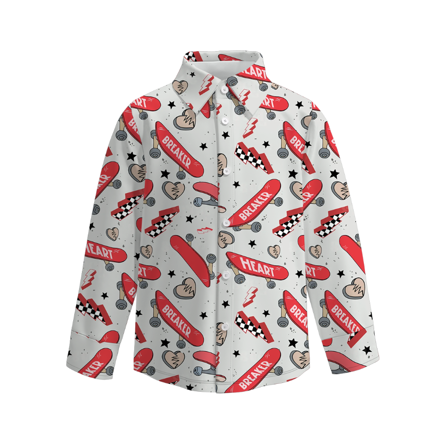 （Pre Order）Boys Valentine's Day Print Four-way Stretch Shirt