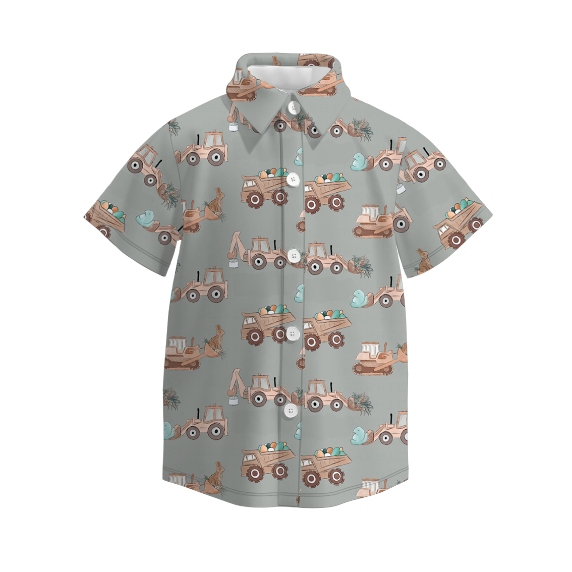 （Pre Order）Boys Easter Bunny Print Four-way Stretch Shirt