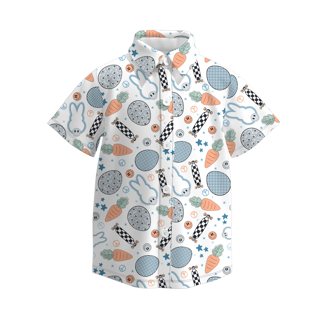 （Pre Order）Boys Easter Bunny Print Four-way Stretch Shirt