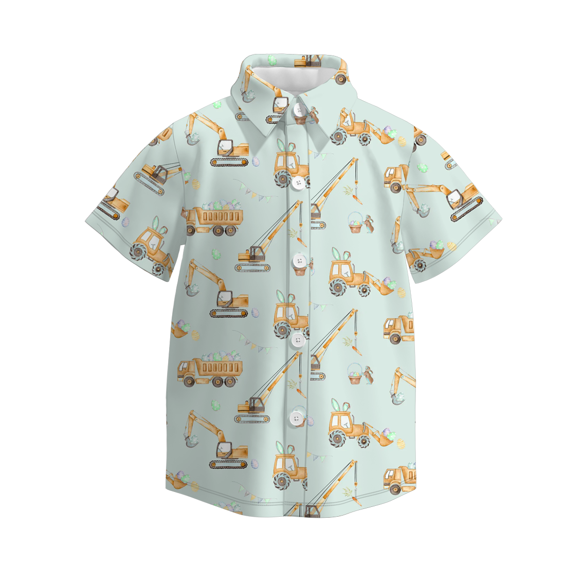 （Pre Order）Boys Easter Bunny Print Four-way Stretch Shirt