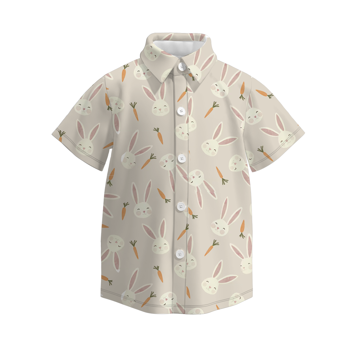 （Pre Order）Boys Easter Bunny Print Four-way Stretch Shirt