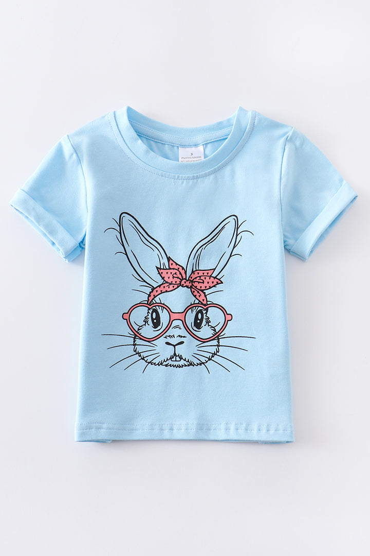 Easter Girls Blue Bunny Print Top
