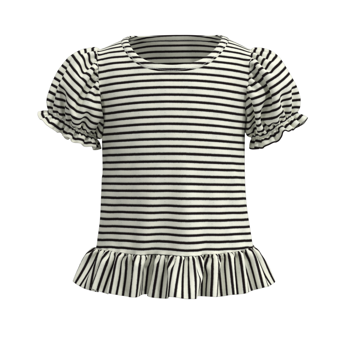 （Pre Order）Summer Girls Ruffled Cotton T-Shirt