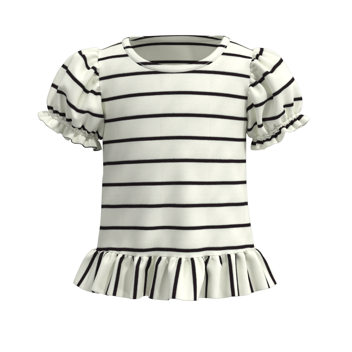 （Pre Order）Summer Girls Ruffled Cotton T-Shirt