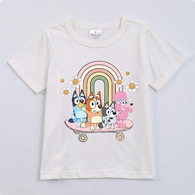 (Pre Order)Cartoon Printed Short Sleeve T-shirt for Girls in Summer