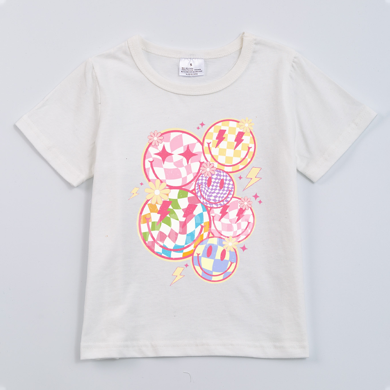 (Pre Order)Cartoon Printed Short Sleeve T-shirt for Girls in Summer