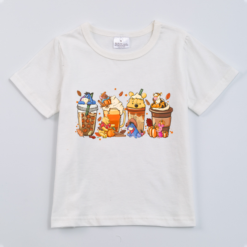 (Pre Order)Cartoon Printed Short Sleeve T-shirt for Girls in Summer