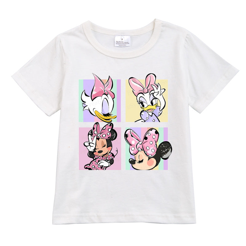 (Pre Order)Exclusived Summer Girls' Minnie Printed Cotton T-Shirts