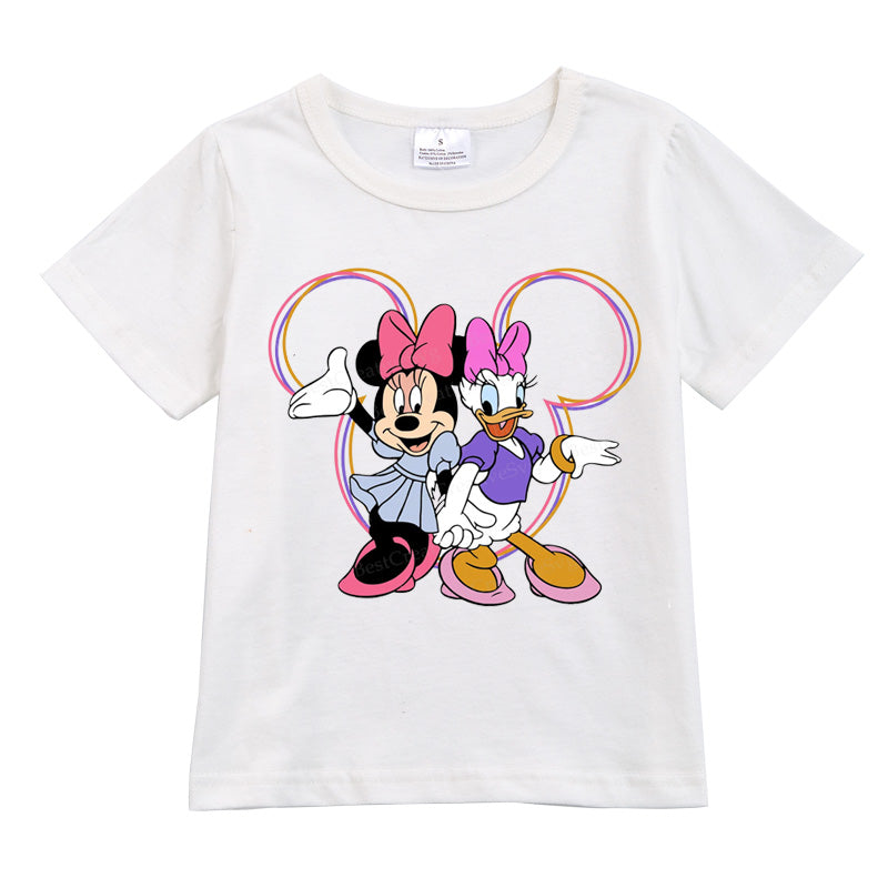 (Pre Order)Exclusived Summer Girls' Minnie Printed Cotton T-Shirts