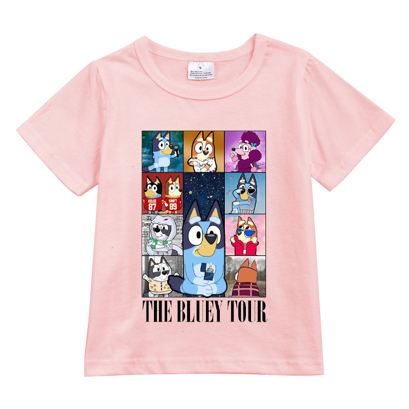 （Pre Order）Cartoon Printed Short Sleeve Pink T-shirt