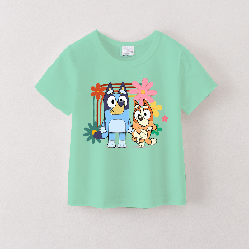 (Pre Order)Girls Cartoon Character Printed Short Sleeves T-Shirts