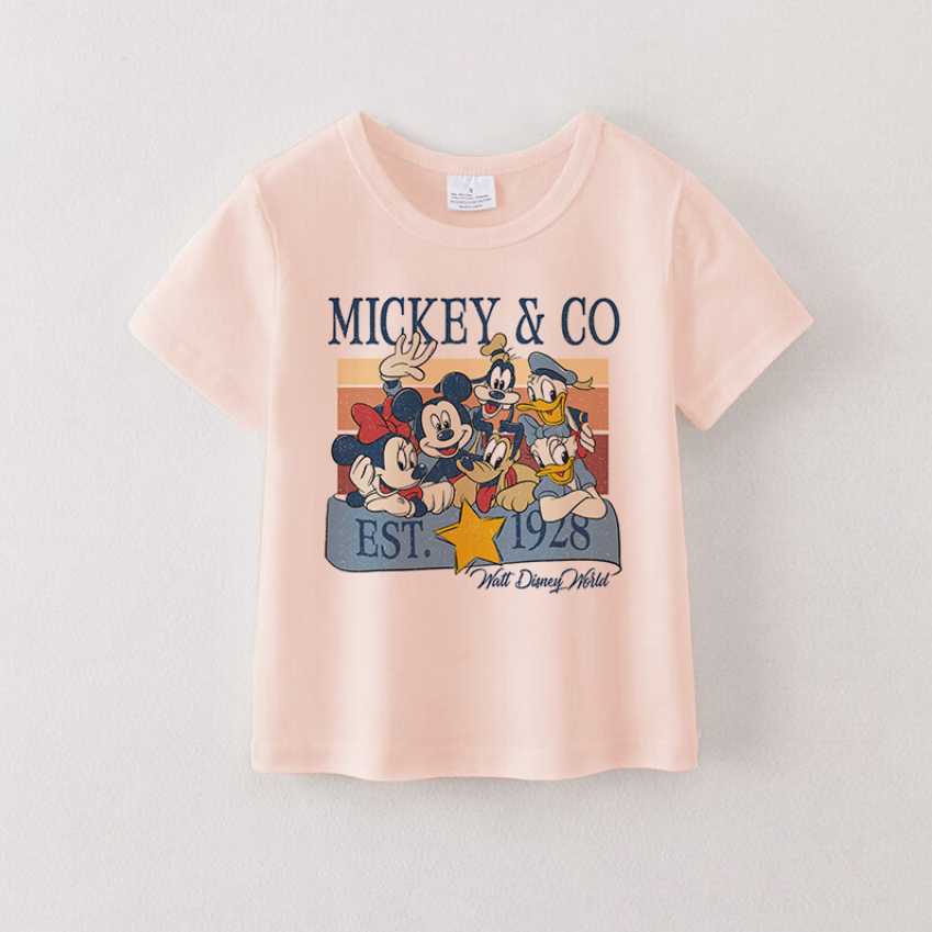 (Pre Order)Girls Micky Cartoon Printed Short Sleeves T-Shirts