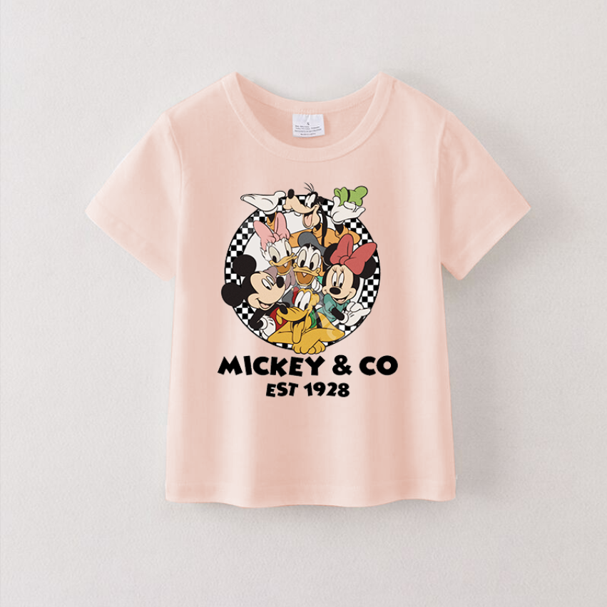 (Pre Order)Girls Micky Cartoon Printed Short Sleeves T-Shirts