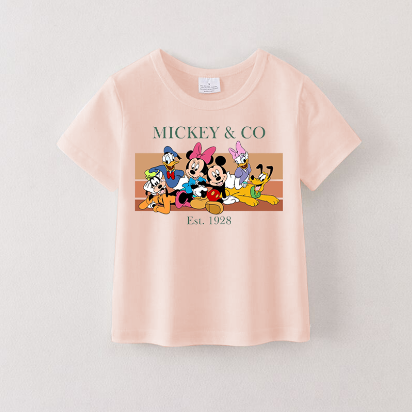 (Pre Order)Girls Micky Cartoon Printed Short Sleeves T-Shirts