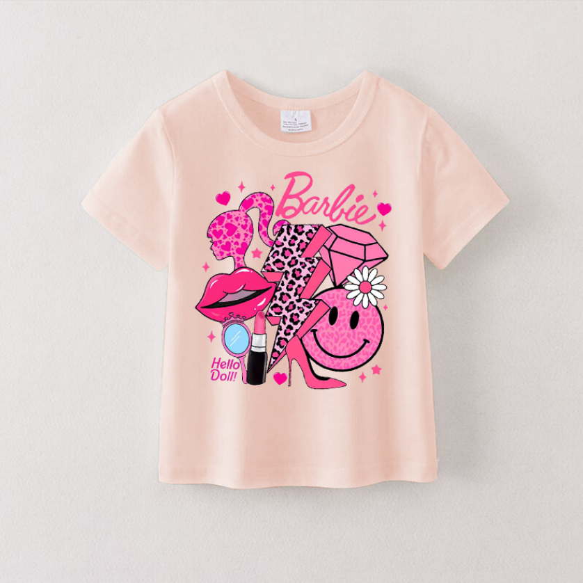 (Pre Order)Girls Cartoon Printed Short Sleeves T-Shirts