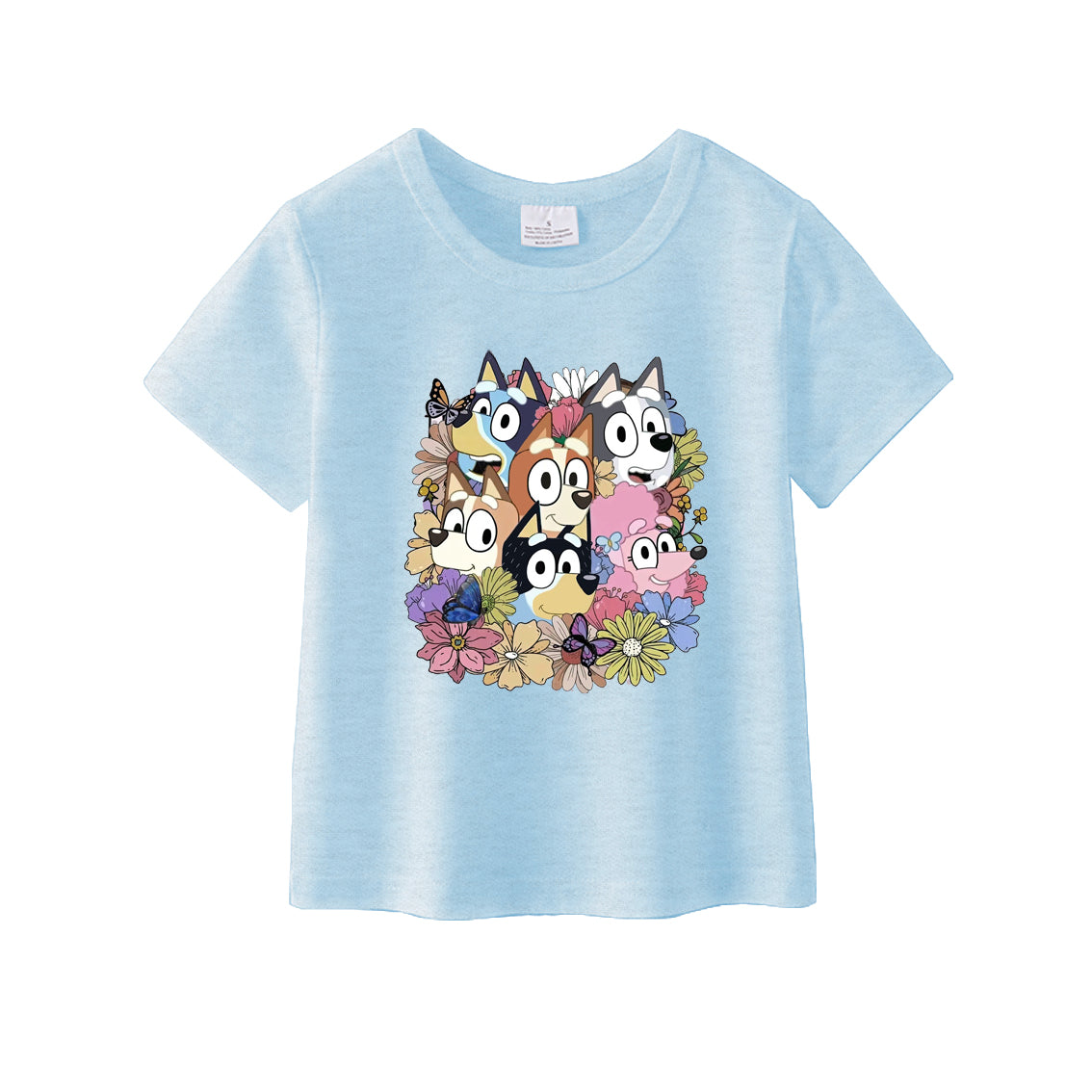 （Pre Order）Girls Blue Cartoon Printed Short Sleeves T-Shirts