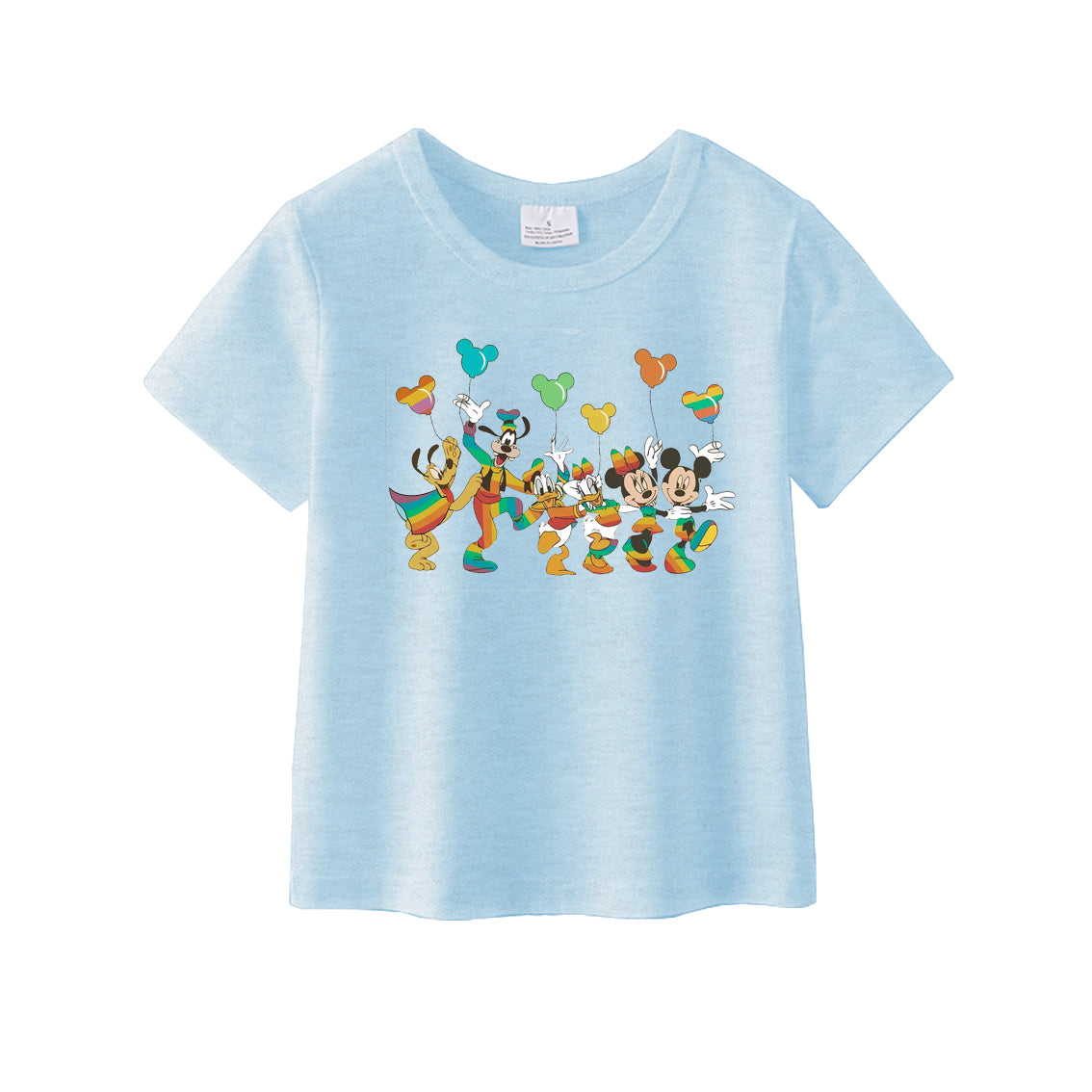 （Pre Order）Girls Blue Cartoon Printed Short Sleeves T-Shirts